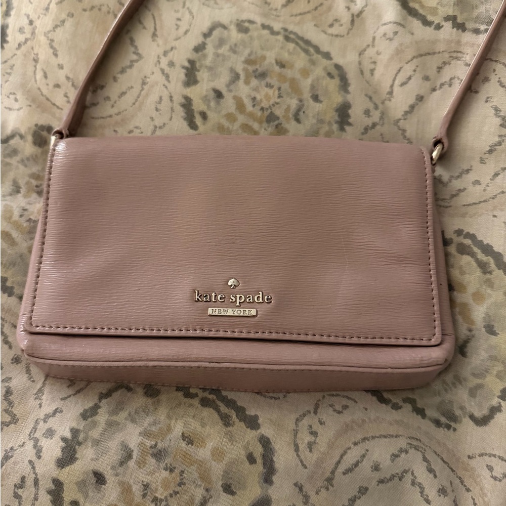 Kate Spade Blush Crossbody Bag with Polka Dot Interior